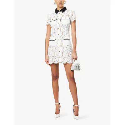 Self-portrait Short Dress With Floral Lace Embroidery Self Portrait In White