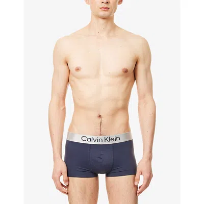Calvin Klein Mens  Low-rise Branded-waistband Stretch-jersey Trunks
