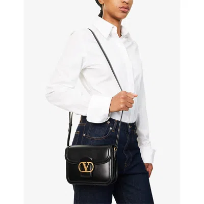 Valentino Vlogo 9to5 Leather Shoulder Bag In Black