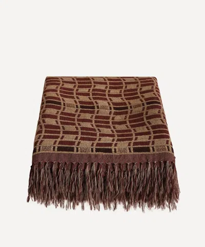 Soho Home Erin Geometric-pattern Fringed Throw In Brown
