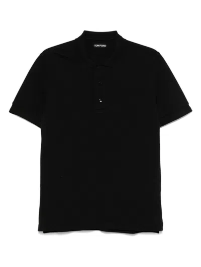 Tom Ford Mens Black Short-sleeve Lyocell-cotton Piquet Polo Shirt