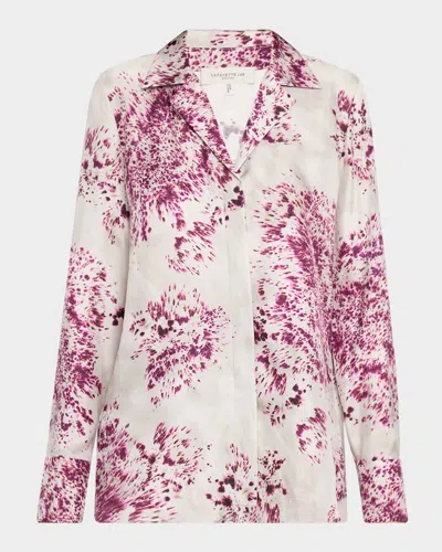 Lafayette 148 Splatter-print Silk Twill Blouse In Multi