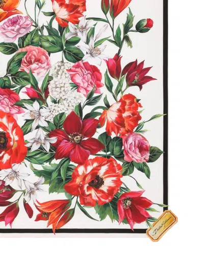 Dolce & Gabbana Silk Twill Floral Print Scarf In Pink
