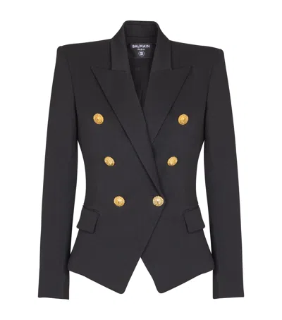 Balmain Wool Blazer With Iconic Metal Buttons In Black