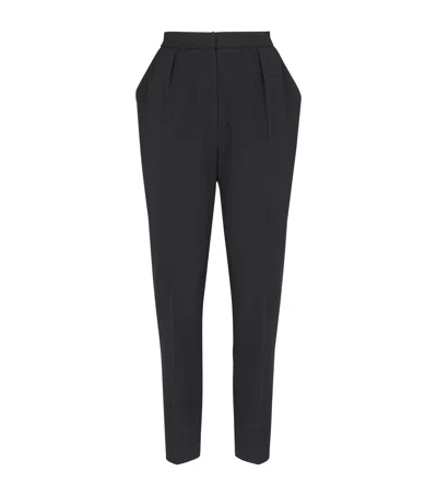 Balmain High Waist Pleated Tailored Wool Trousers