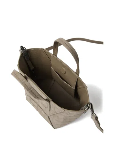 Brunello Cucinelli Croc-embossed Leather Duo Mini Bag