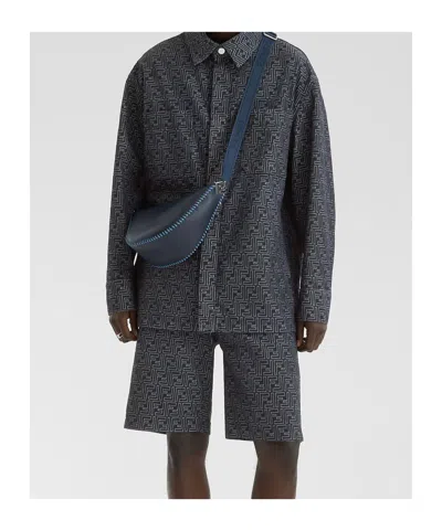 Fendi Giubbino In Denim Ricamato Uomo In Blue