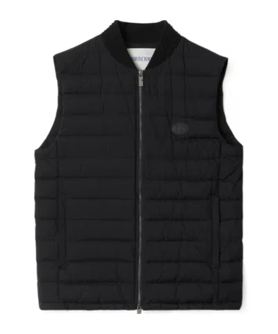 Burberry Jacket Sleeveless Padded Ribbed Collar In Black