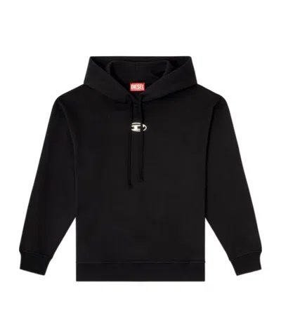 Diesel Hoodie With Metal-effect Oval D Logo In Black