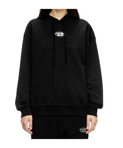 Diesel Hoodie With Metal-effect Oval D Logo In Black