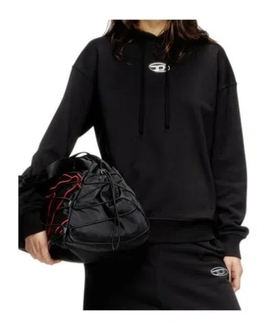 Diesel Hoodie With Metal-effect Oval D Logo In Black