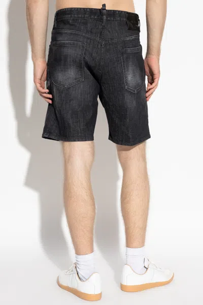 Dsquared2 Straight Denim Bermuda Shorts In Black
