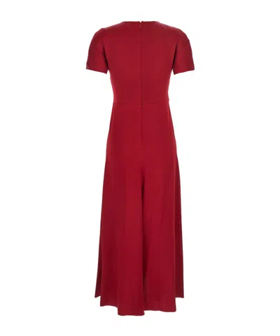 Victoria Beckham Fuchsia Pink Midi Dress With Gathered Waist In Red