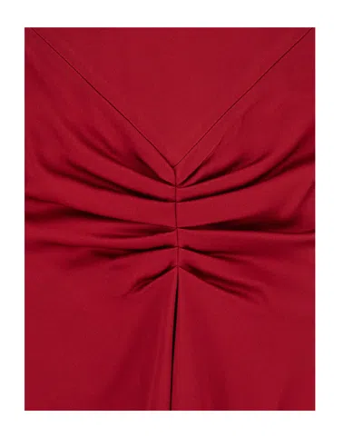 Victoria Beckham Fuchsia Pink Midi Dress With Gathered Waist In Red