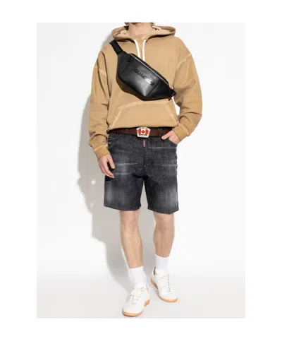 Dsquared2 Straight Denim Bermuda Shorts In Black