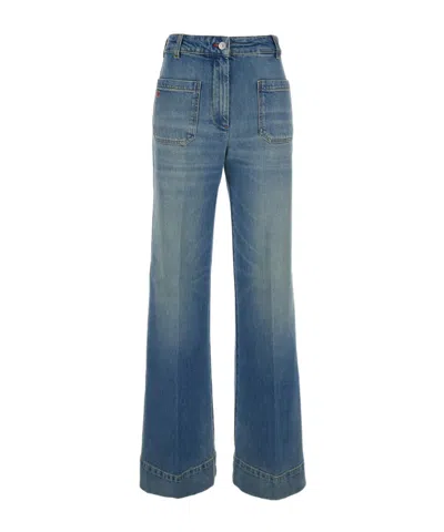 Victoria Beckham Alina Stretch High Rise Straight Leg Jeans In Medium Wash