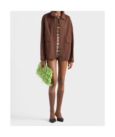 Prada Brown High Neck Jacket