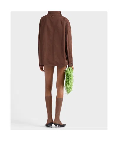 Prada Brown High Neck Jacket