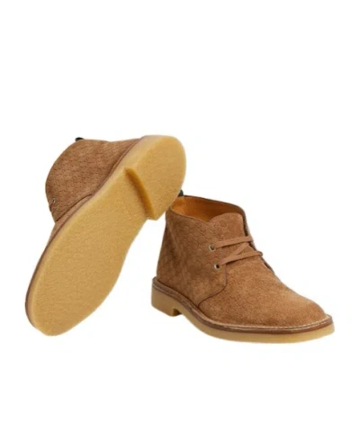 Gucci Lace-up Suede Ankle Boots With Pull Tab In Nude