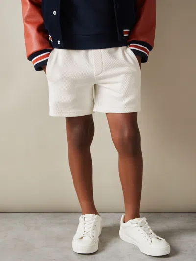 Reiss Off White 9-14 Yrs Textured Drawstring Shorts