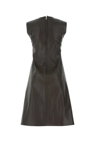 Bottega Veneta Women Dark Brown Nappa Leather Dress