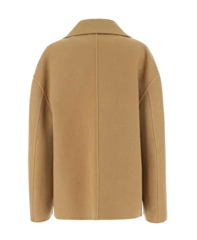 Bottega Veneta Women Camel Cashmere Coat In Multi