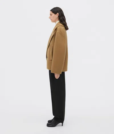 Bottega Veneta Women Camel Cashmere Coat In Multi