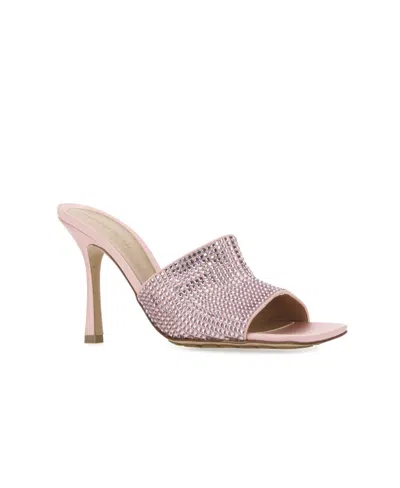 Bottega Veneta Sparkle Slide Stretch Satin Sandals In Pink