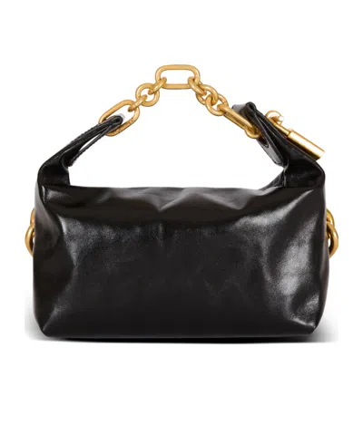 Balmain Sync Black Mini Handbag With Chain-link And Logo Plaque In Leather Woman In Black