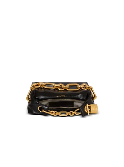 Balmain Sync Black Mini Handbag With Chain-link And Logo Plaque In Leather Woman In Black