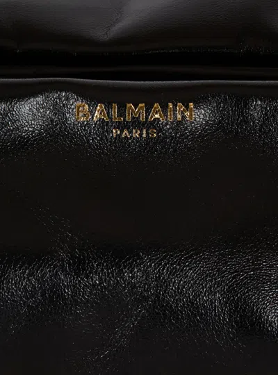 Balmain Sync Black Mini Handbag With Chain-link And Logo Plaque In Leather Woman In Black