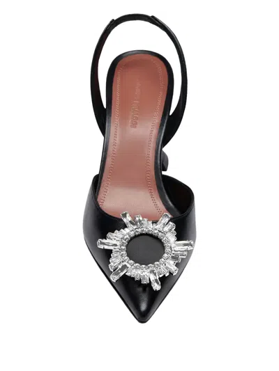 Amina Muaddi Leather Slingback Pumps Featuring Sculptural Heel