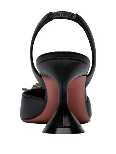 Amina Muaddi Leather Slingback Pumps Featuring Sculptural Heel