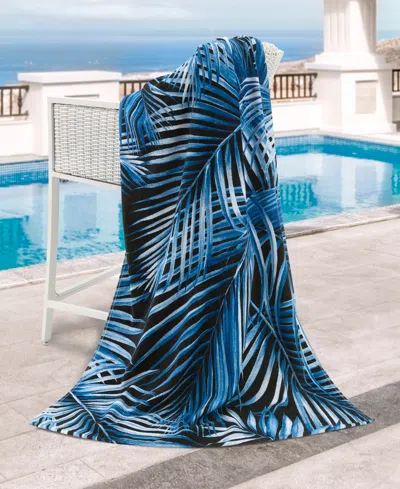 Nicole Miller Palm Azul Cotton Beach Towel, 68" X 36"