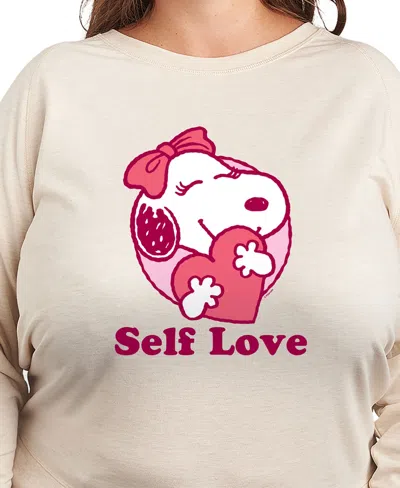 Hybrid Apparel Plus Size Peanuts Self Love Graphic Pullover T-shirt In Neutral