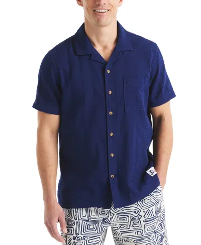 Nautica Short-sleeve Seersucker Camp Shirt In Blue