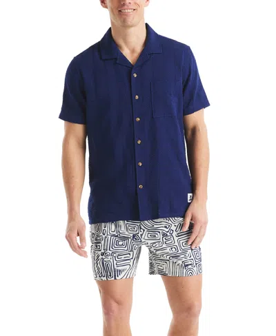 Nautica Short-sleeve Seersucker Camp Shirt In Blue