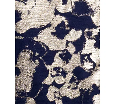 Betsy & Adam Metallic Floral Cowl Neck Sheath Gown In Multi