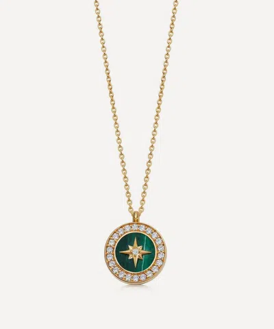 Astley Clarke 18ct Gold Plated Vermeil Silver Large Polaris Malachite Locket Necklace