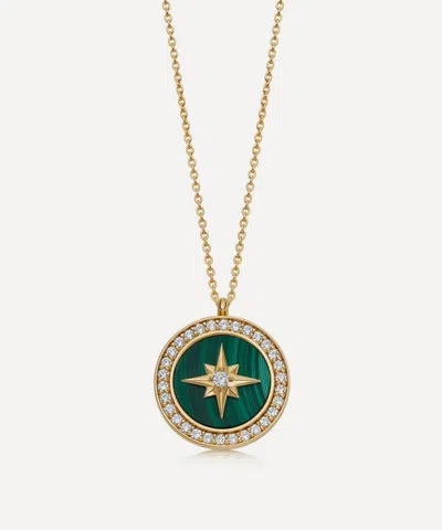 Astley Clarke 18ct Gold Plated Vermeil Silver Large Polaris Malachite Locket Necklace