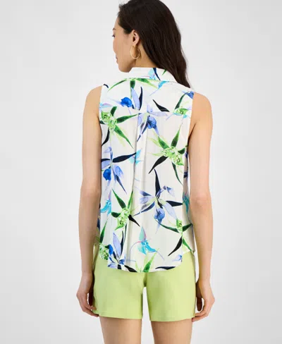 Inc International Concepts Women's Printed Surplice Long-sleeve Blouse, Exclusively At Macy's In Multi