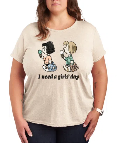 Hybrid Apparel Plus Size Peanuts Need A Girls Day Graphic T-shirt In Neutral