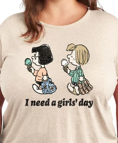 Hybrid Apparel Plus Size Peanuts Need A Girls Day Graphic T-shirt In Neutral