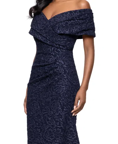 Betsy & Adam Petite "dolly" Jacquard Off The Shoulder Floor Length Dress