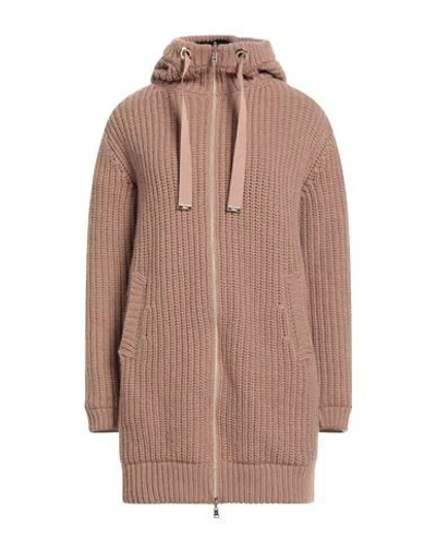 Herno Woman Coat Light Brown Size 12 Wool, Polyamide, Elastane, Cotton, Polyester