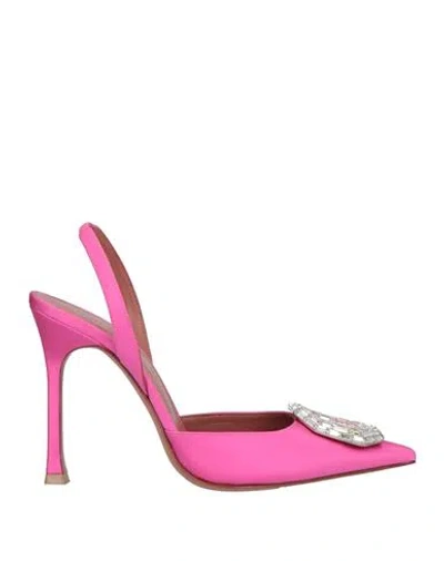 Amina Muaddi Camelia Crystal-embellished Satin Slingback Pumps In Pink