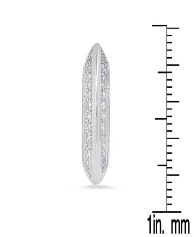 Steeltime Women's Sterling Silver And Simulated Diamonds Flat Huggie Earrings