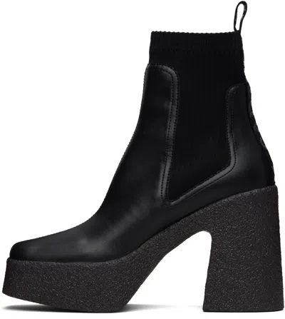 Stella Mccartney Chunky Heel Lace-up Platform Boots In Black