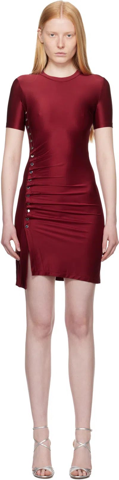 Rabanne Red Draped Jersey Minidress In Red