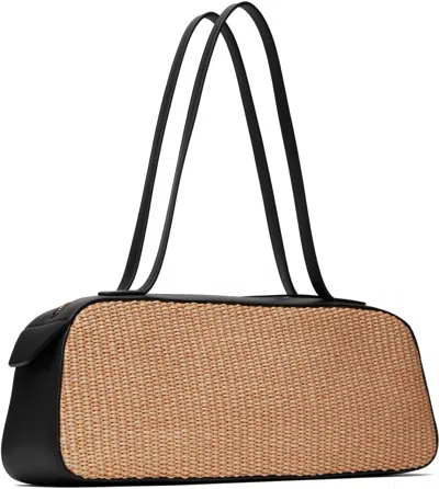 Khaite Simona Leather-trimmed Raffia Shoulder Bag